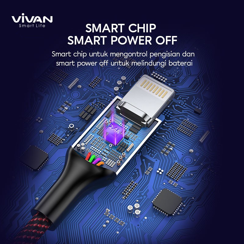 VIVAN KABEL LIGHTNING VZL100 - AUTO SMART POWER 100% ORIGINAL VIVAN