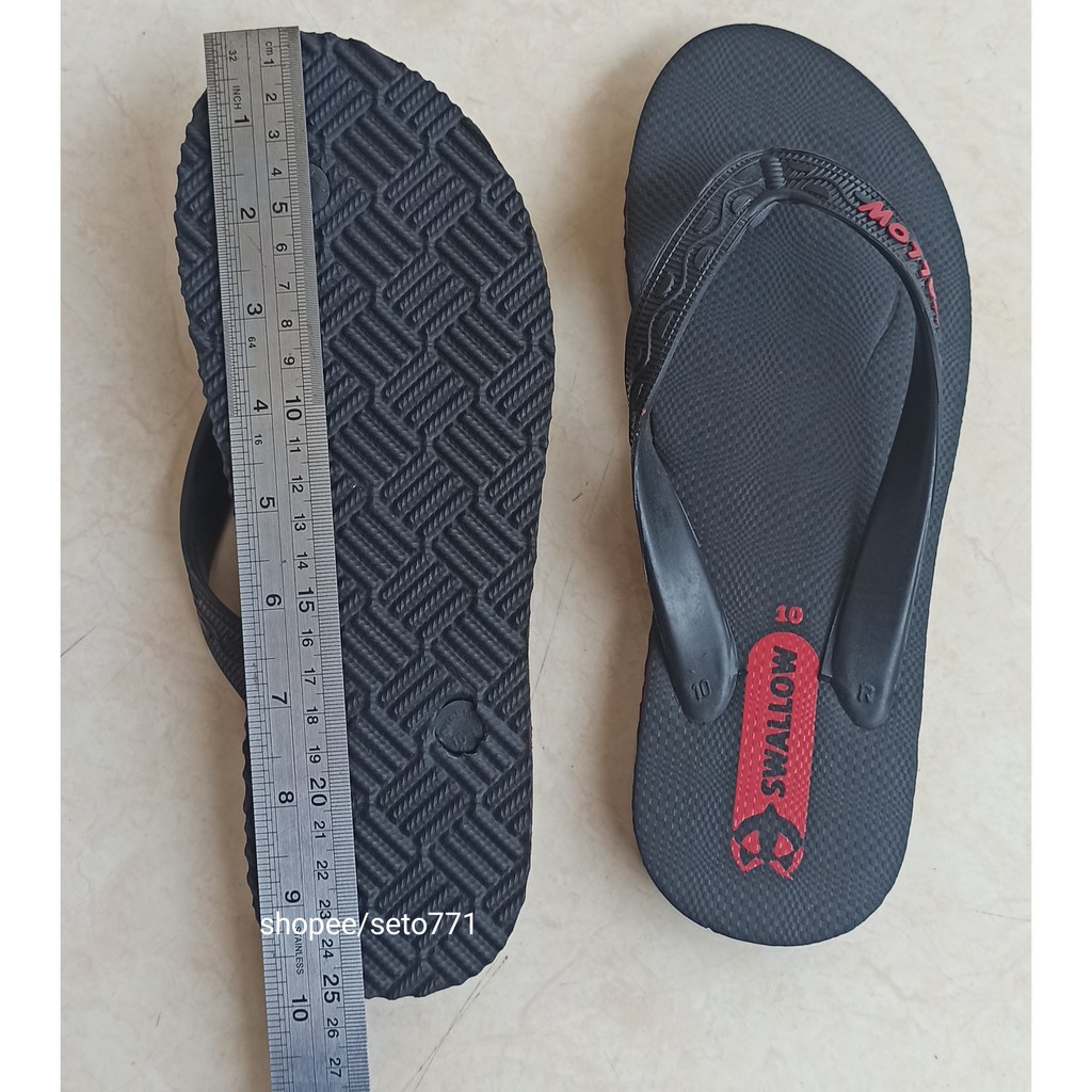Sandal Japit M02 Swallow Hitam Unisex Sendal Jepit Black Pearl Original Pria Wanita Cowok Swalow-10 strip merah