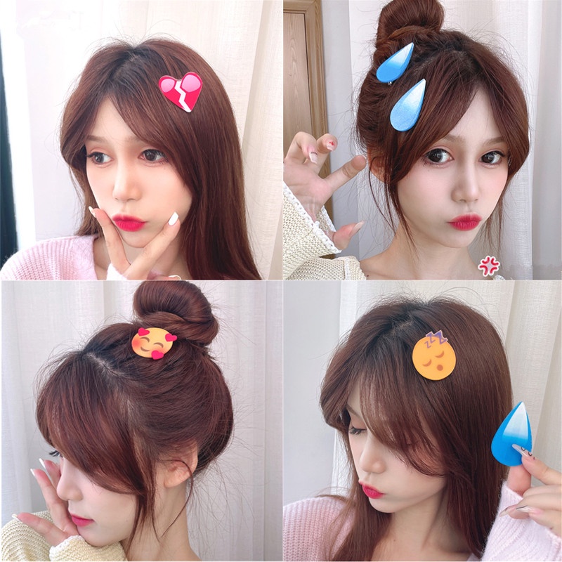 We Flower Jepit Rambut Bobby Pin Motif Kartun Emoji Angry Happy Untuk Anak Perempuan