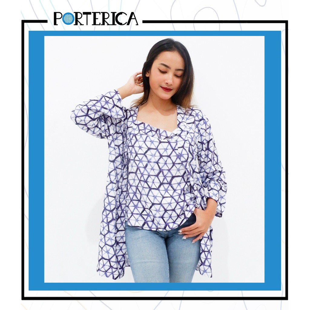 Woman Kimono Outer Shibori Hexa | Outer Kimono Kardigan Wanita | Tie Dye | Premium Rayon