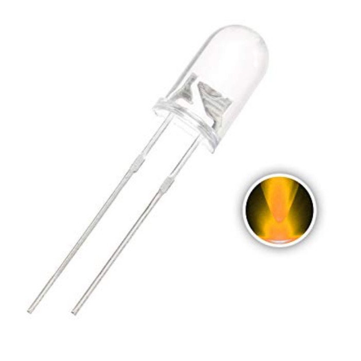 LED Yellow 5mm Diode Super Bright Round Through Hole Clear Transparant