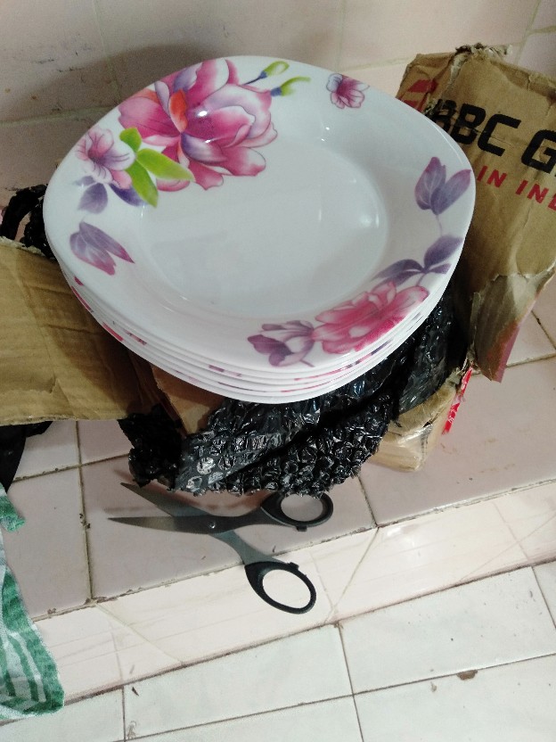 (6pcs) Piring Melamin Segi Cekung Unica 9 Motif Bunga / M5109
