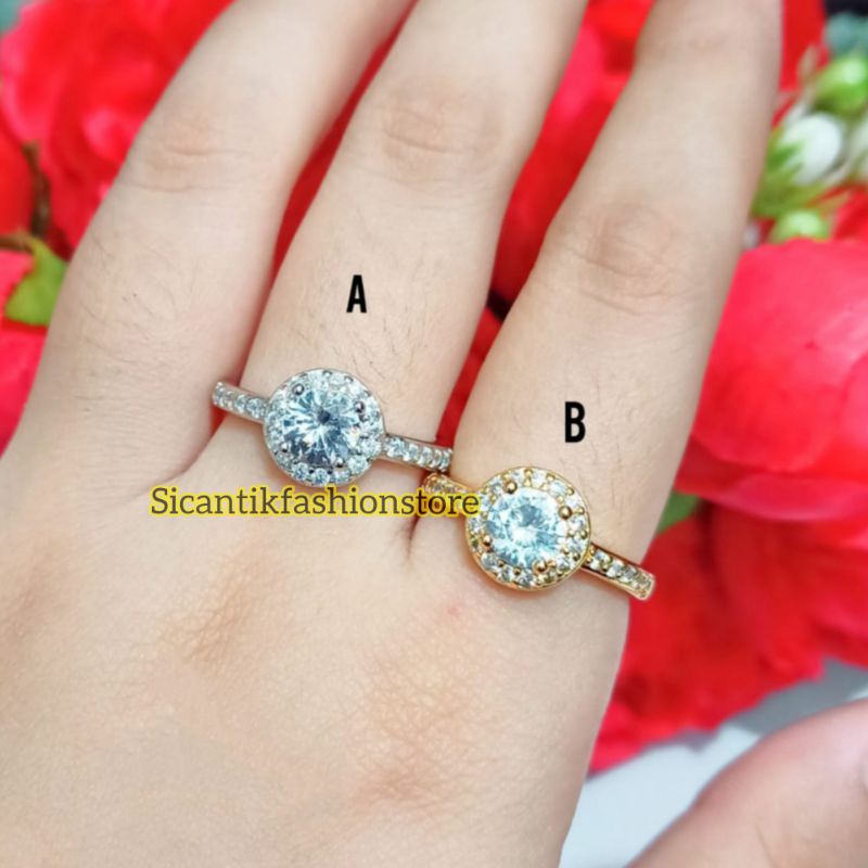 Cincin Titanium Wanita Gold silver Terlaris Anti Karat Tidak Luntur Perhiasan Wanita Dewasa Mewah