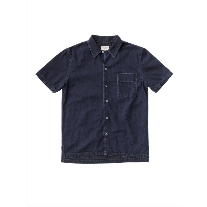 Pria-Denim-Kemeja- Brandon Magellanic Cloud Indigo Work Shirt - Nudie Jeans Co - L -Kemeja-Denim-