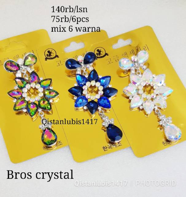 Bros bunga crystal lubang grosir