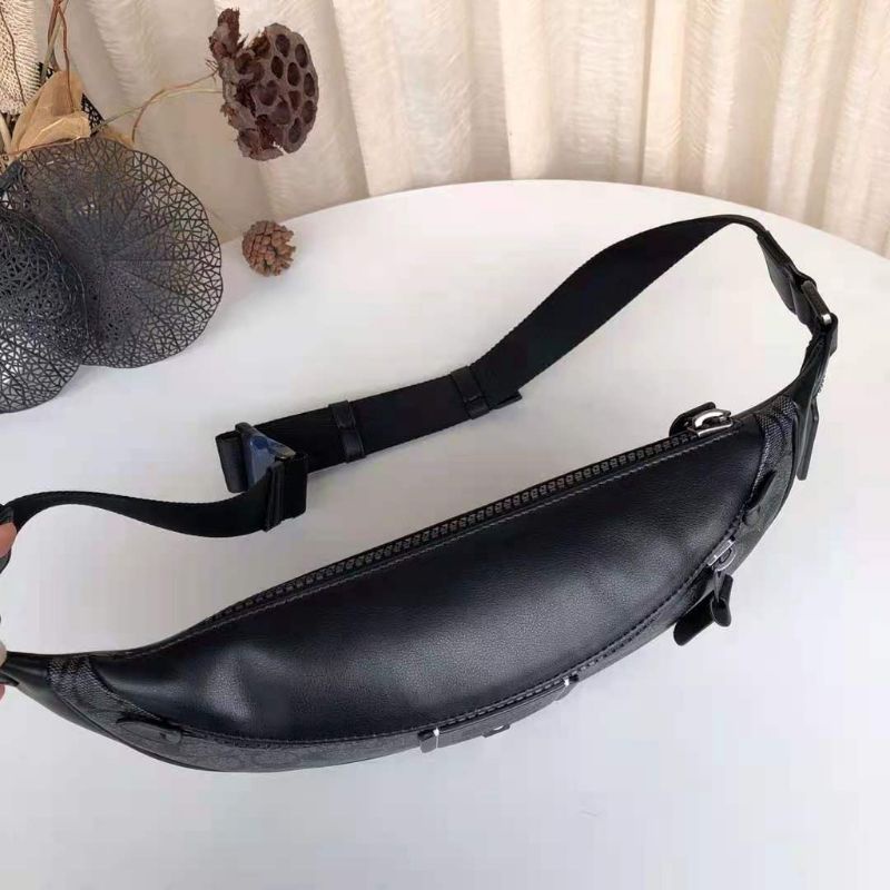 WAISTBAG COACH Revington Logo Black Belt Bag Tas Pinggang Original Quality