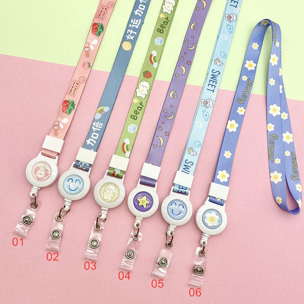 Lanfy Tali Lanyard Retractable Dengan Klip Holder Kartu ID Untuk Sekolah / Kantor