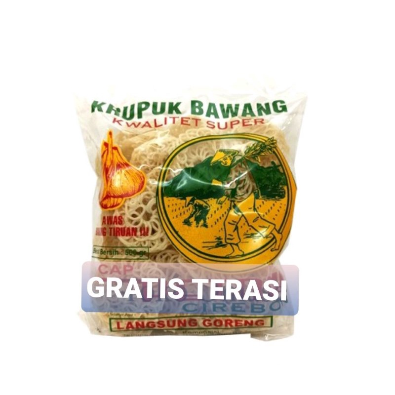 

Kerupuk Bawang Mentah Cap Petani Oleh Oleh Khas Cirebon 500 Gram ENAK GRATIS Terasi