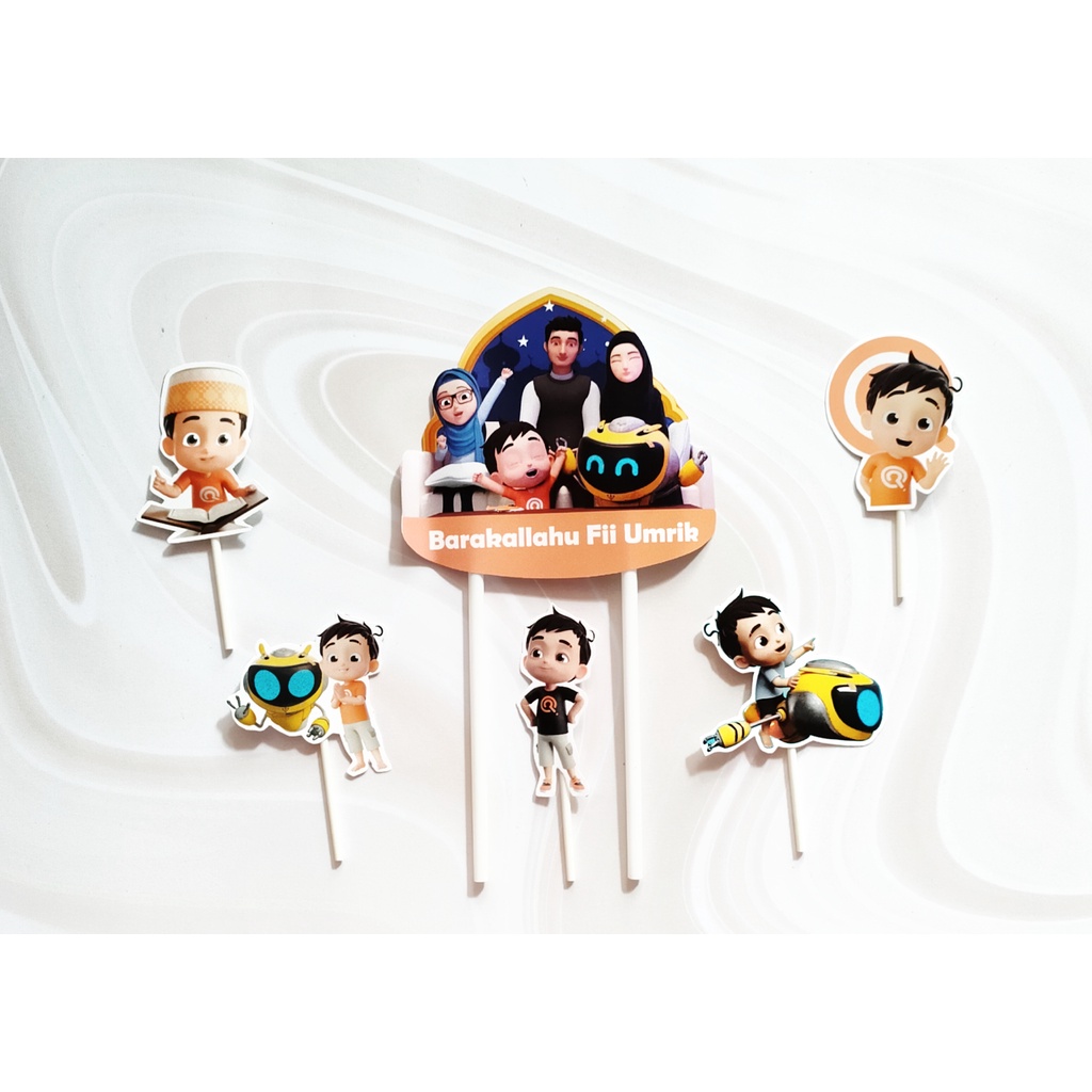 satu set topper toper cake hiasan kue ulang tahun barakallahi fii umrik karakter riko the series