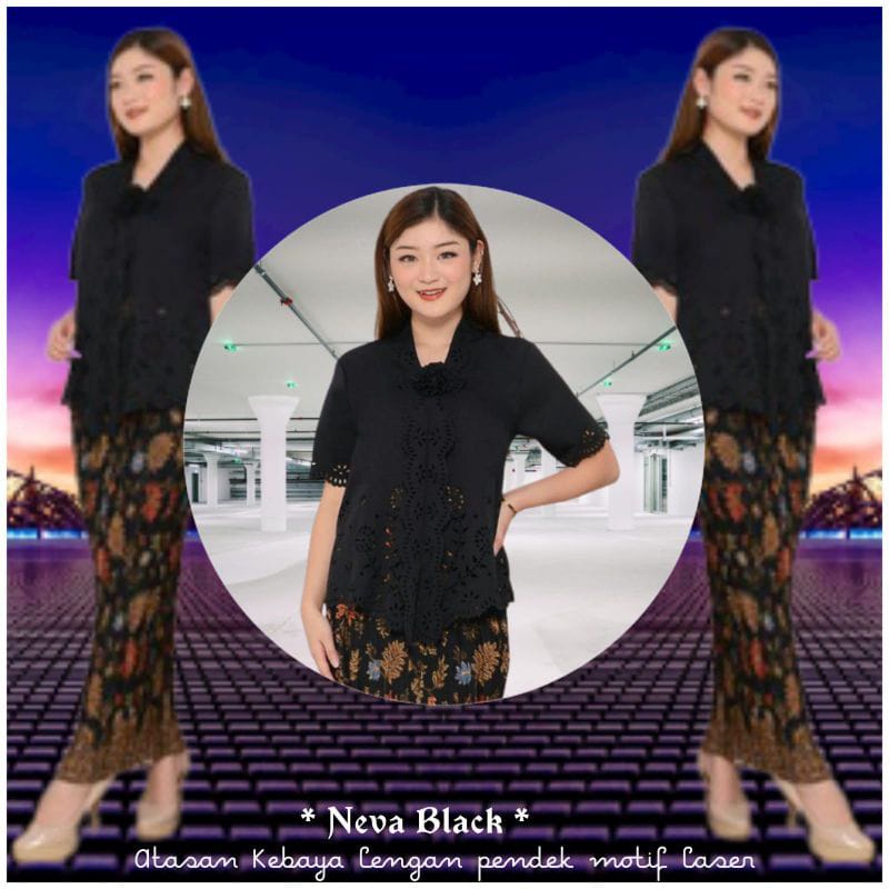 Atasan Kebaya Encim Modern Motif Laser Senada Neva Bestseller