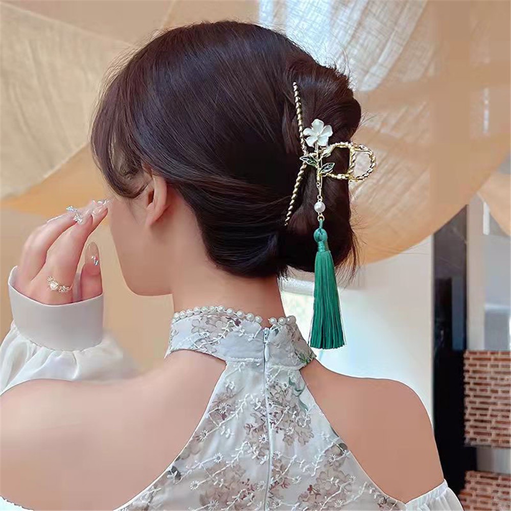 Aksesoris Jepit Rambut Hanfu Model Bunga Rumbai Gaya China Retro Untuk Wanita