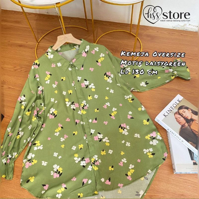 KEMEJA WANITA OVERSIZE SHIRT RAYON MOTIF & POLOS RETRO VINTAGE BLOUSE JUMBO TERBARU-SILVIA OVRSIZE RAYON