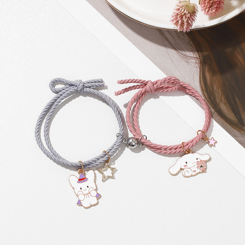 2 Pcs Sepasang Gelang Tali Karet Magnet Desain Astronot Kuromi Cinnamoroll Untuk Pria Dan Wanita Gelang Magnet/1 Pasang Gelang-4