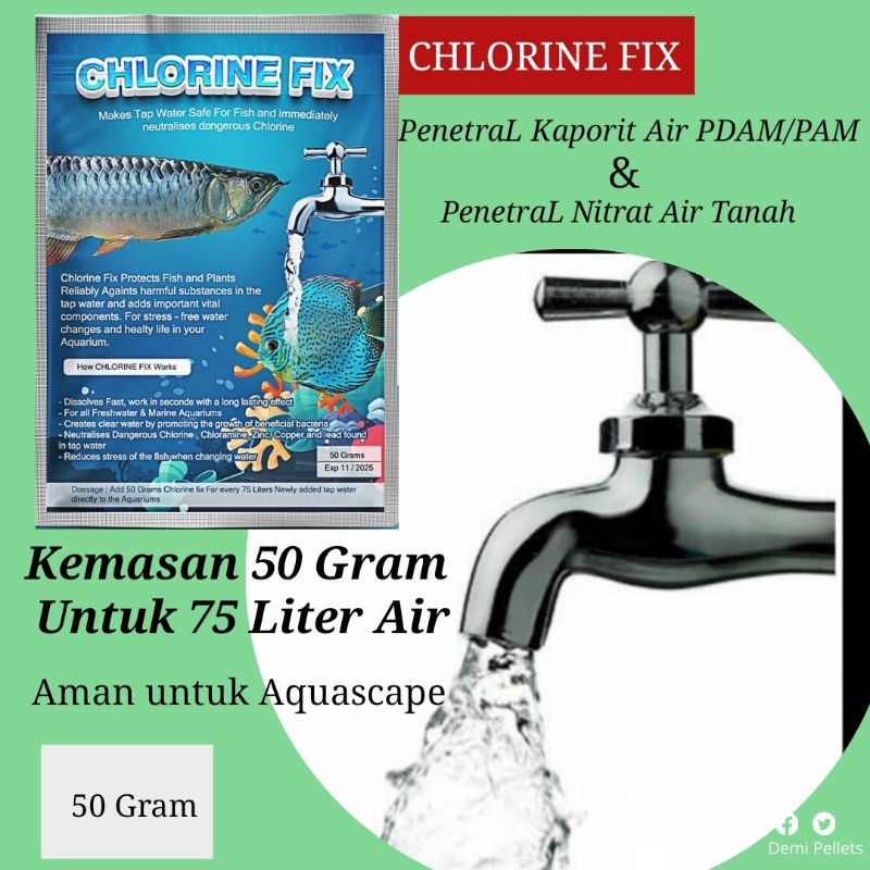 CHLORINE FIX Anti kaporit/klorin air PDAM ikan hias untuk 75 liter air