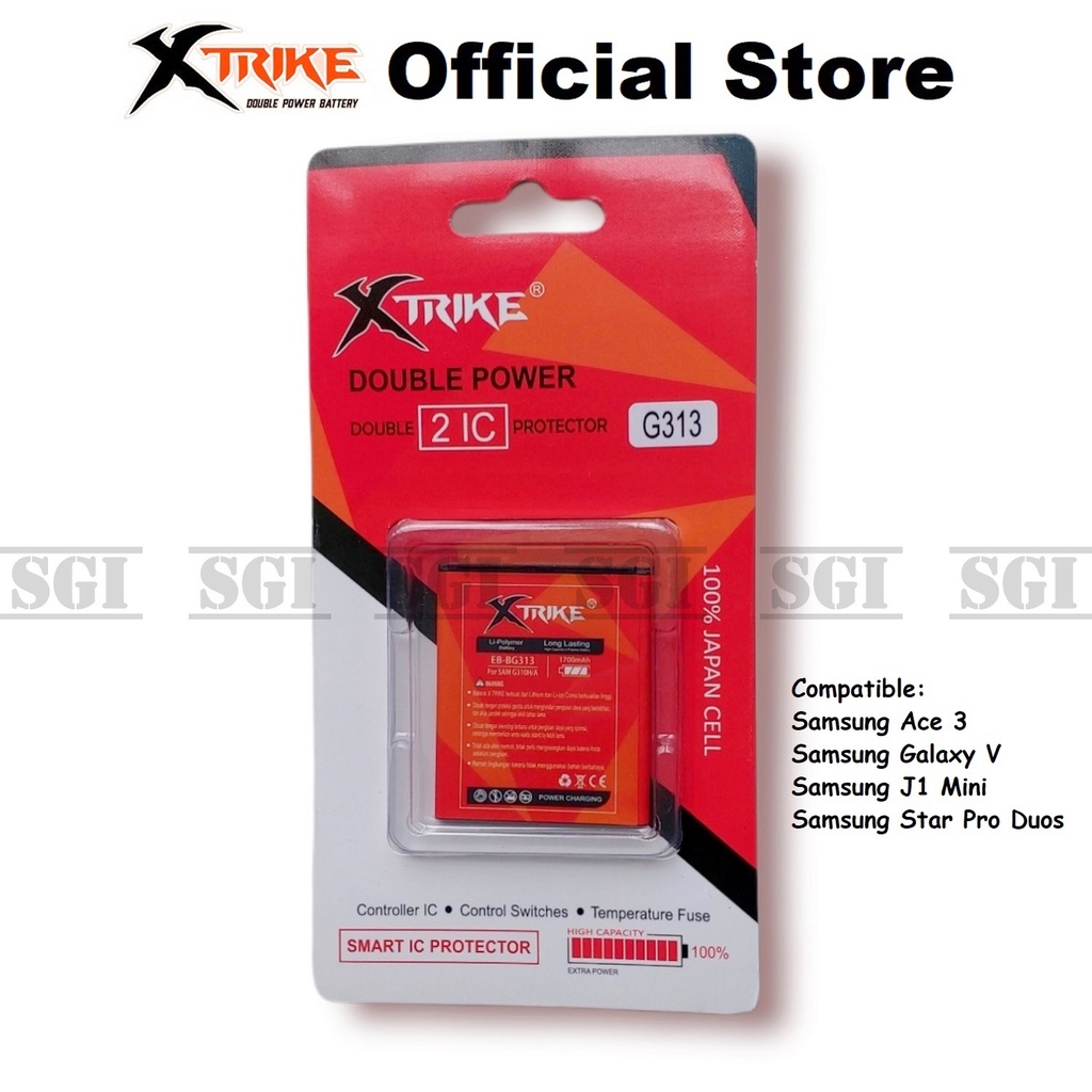 Baterai XTRIKE Double Power Original Samsung Galaxy V G313 V Plus V+ G318 J1 Mini J105 Star Pro Duos