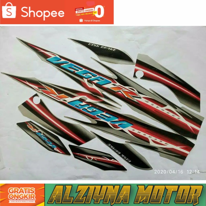 sticker stripping body Vega R New hitam silver