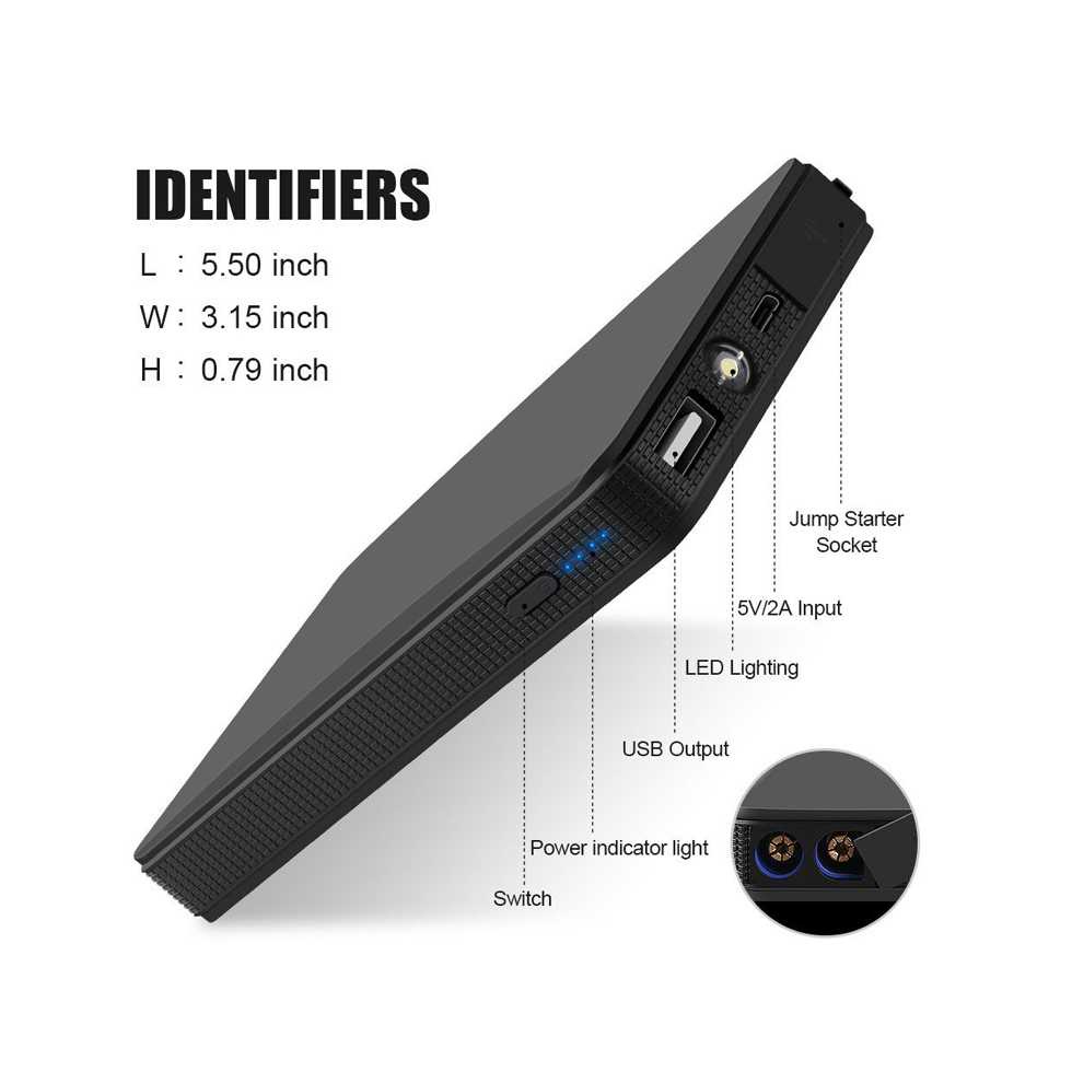 OTOHEROES USB Power Bank Car Jump Starter Flashlight 10000mAh - K21