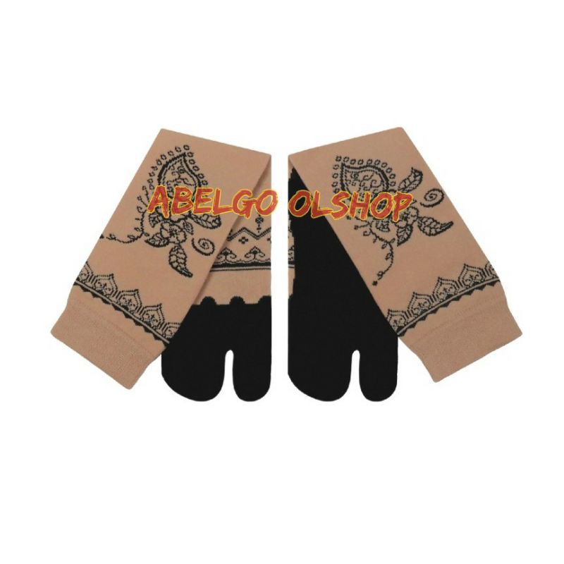 kaos kaki jempol motif henna/kaos kaki berjempol motif telapak hitam/kaos kaki muslim