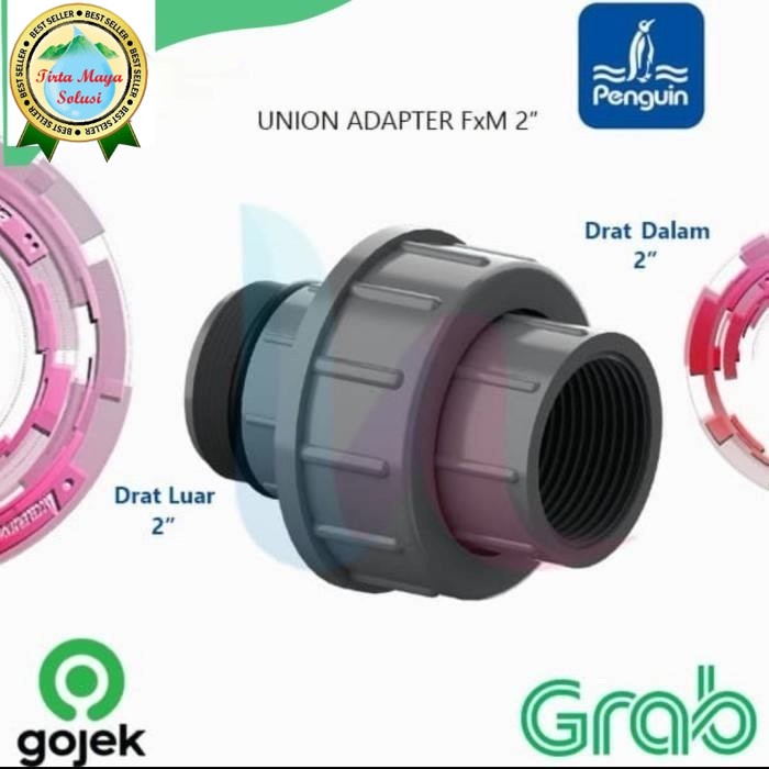 water mur drat luar/dalam 2inch penguin. watermur drat 2"