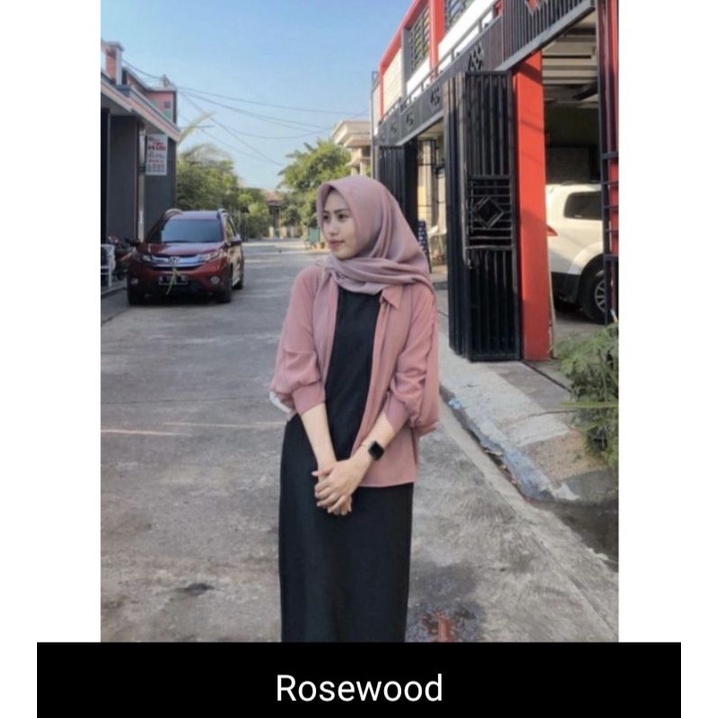 Basic Outer Atasan Wanita Polos Premium | Outer Terbaru | Outer Ceruty |Outer Remaja Korean Kekinian-Rosewood