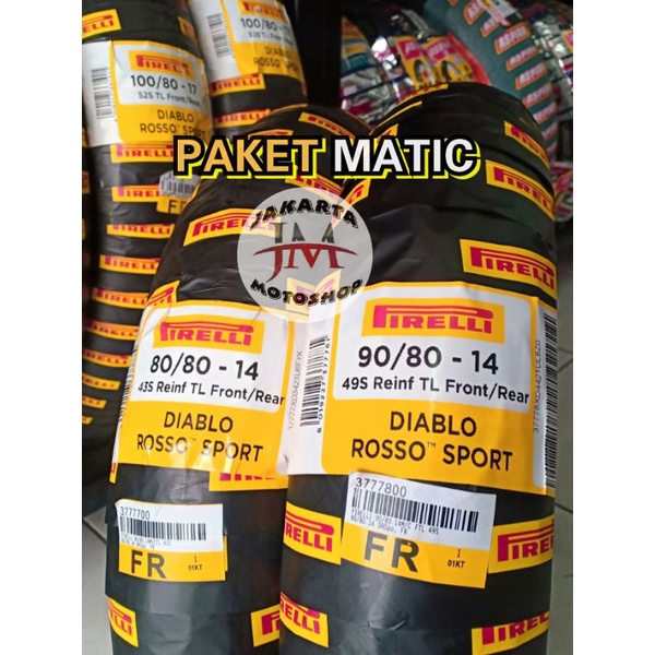 PAKET Ban Matic 80/80-14 & 90/80-14 PIRELLI Diablo Rosso Sport Mio Beat Vario