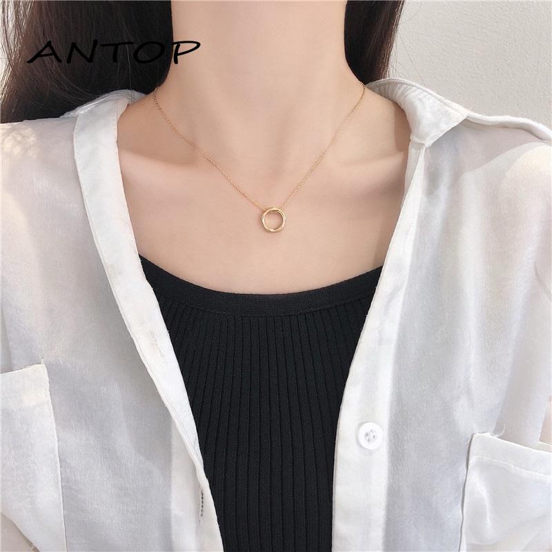 Kalung Rantai Clavicle Simple Dengan Liontin Bulat Untuk Wanita