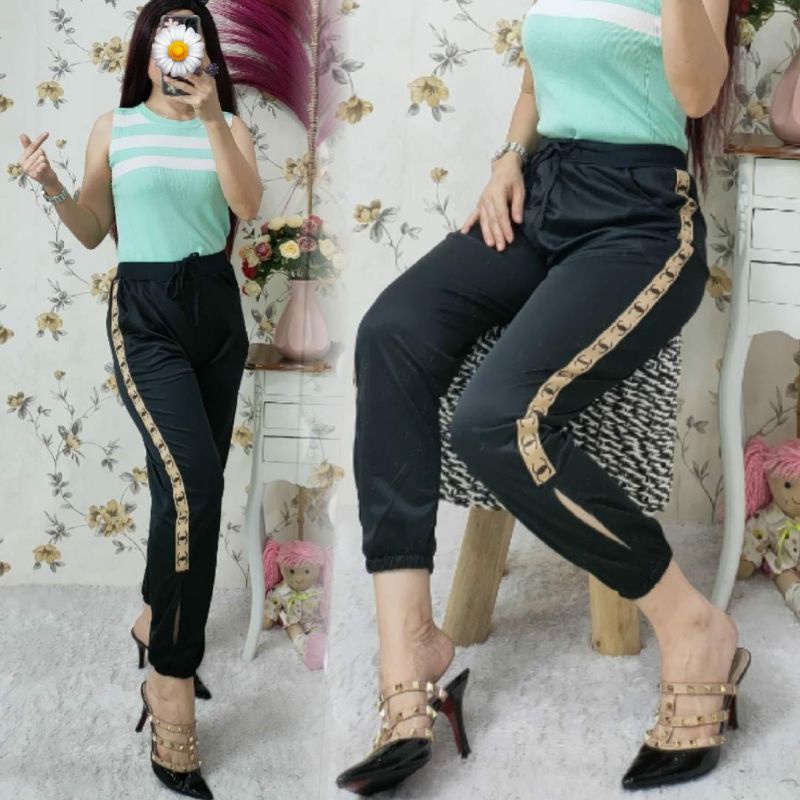 JOGER BAHAN VOXY ADA VARIASI TALI DAN SAKU SAMPING ADA LIST CHANIL DIPINGIR