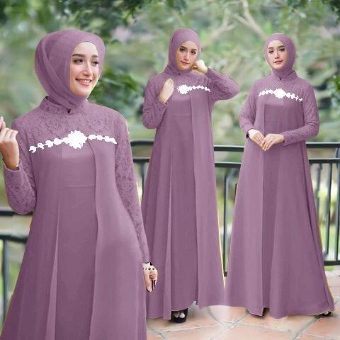 Elena Gamis Pesta Brukat/ Gamis Seragam/ Gamis Remaja Dewasa/ Fashion Muslim Wanita Premium - Size M L XL XXL Jumbo