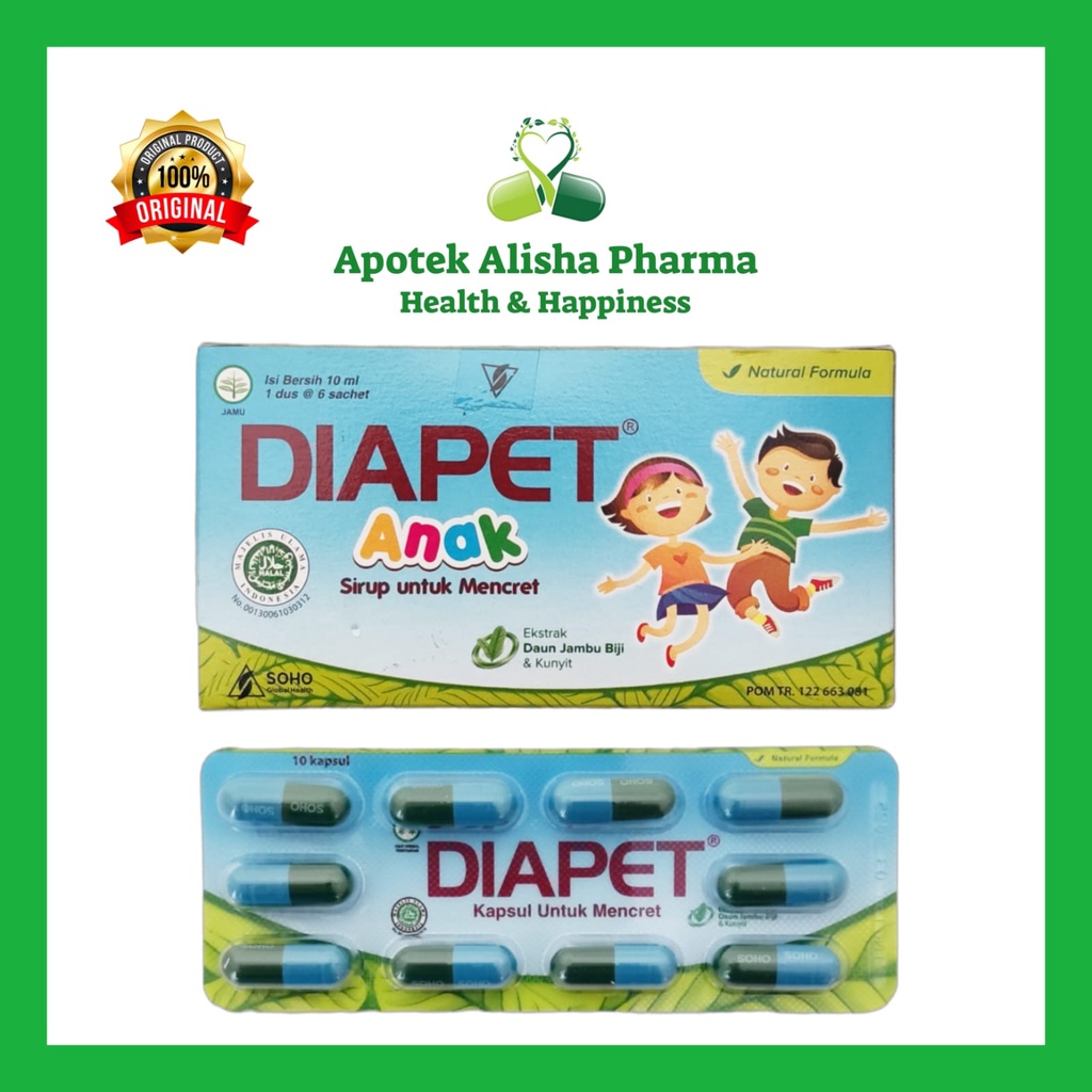 Diapet Kapsul Strip 10 Kapsul - Diapet Dewasa / Obat Diare / Mencret / Muntaber