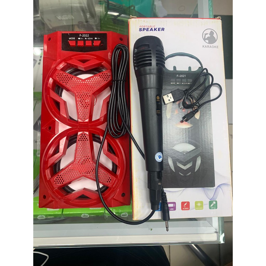 Speaker Bluetooth Portabel vibox  F2021 / F2022 bonus Mic Karaoke Kabel