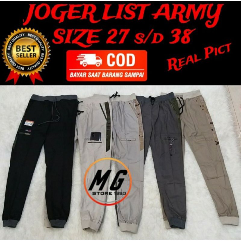 CELANA JOGER PANJANG FASHION LIST ARMY PRIA LAKI LAKI