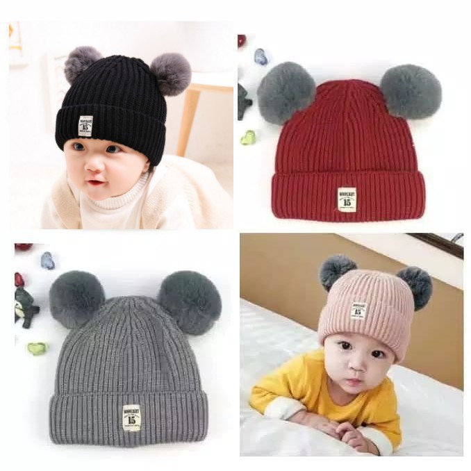 SALE ... Topi Rajut Pompom Kupluk Terlaris Bayi DC Kids Usia 0-3 Tahun