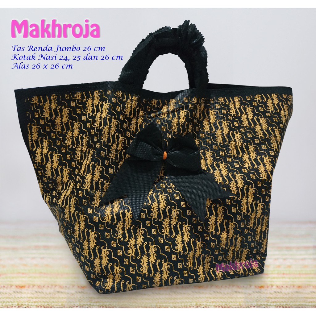 

Tas Hajatan Goodie Bag Spunbond Renda Motif Batik Liris 26 cm