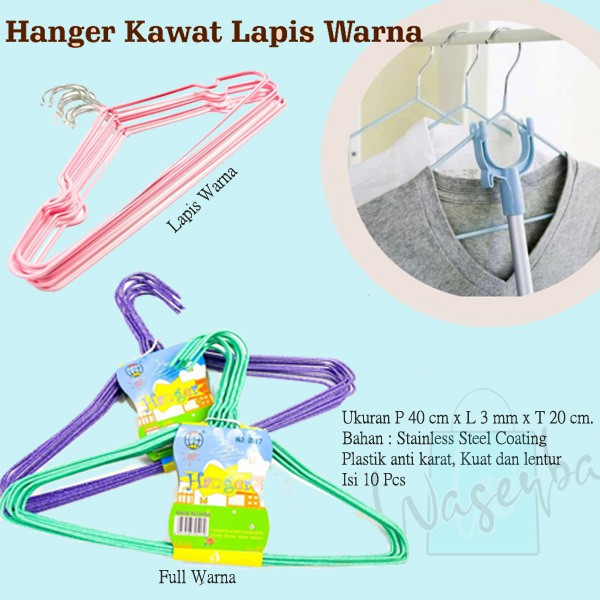 Hanger Kawat Gantungan Baju Jemuran Isi 10pcs Berkualitas