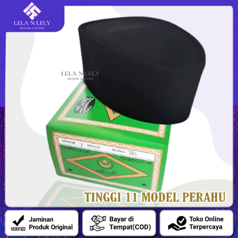 Songkok Perahu Bulan Bintang Mas H.M Sanusi Tinggi 11 Nomor 3 sampai 12 Dus Hijau