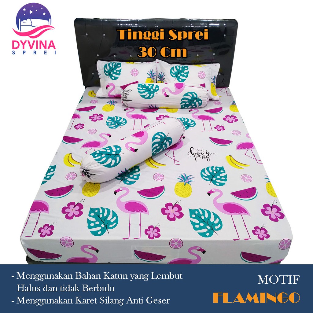 Sprei Set Katun Premium dgn Karet Anti geser - Tinggi 30Cm - Motif I
