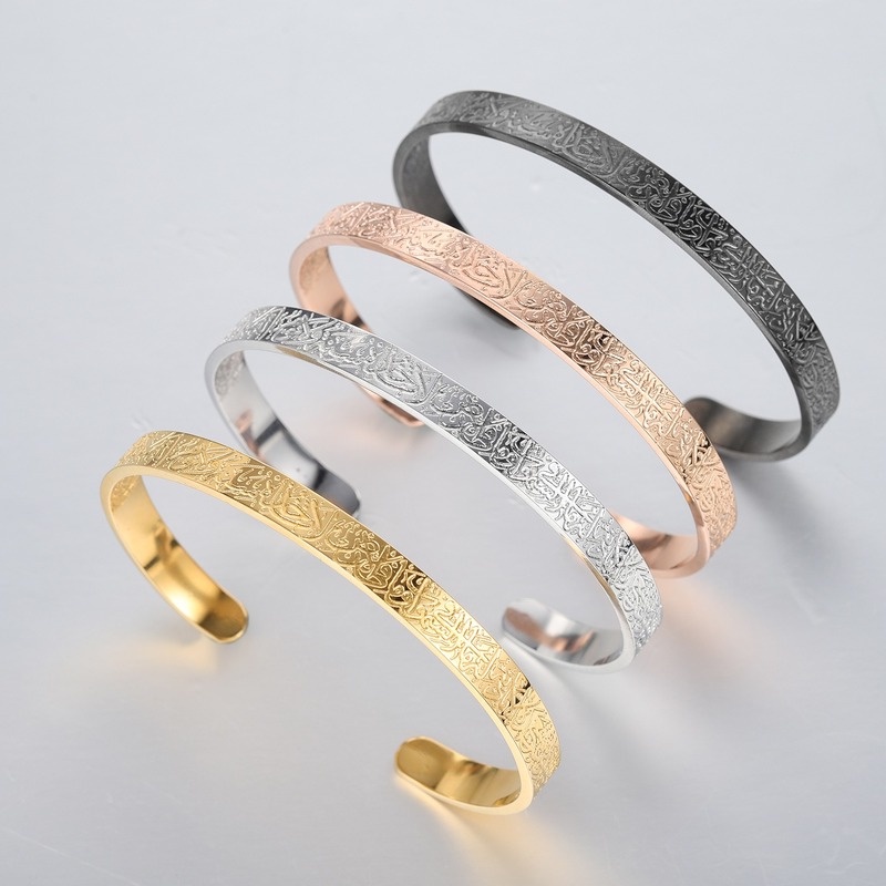 Gelang Bangle Bahan Stainless Steel Warna Emas Untuk Pria Dan Wanita