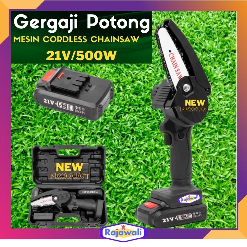 Mesin Gergaji Pohon Graji Pemotong Kayu Mini Ringan Batrai Cas Chainsaw Super Tajam Cordless Senso 5