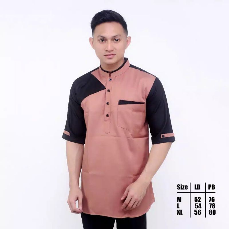 Baju Koko Kurta Dewasa Lengan Pendek Material Catton  Adem Serap Keringat