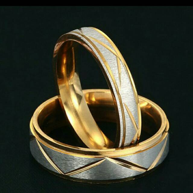 Promo perhiasan pria wanita cincin gold silver mewah