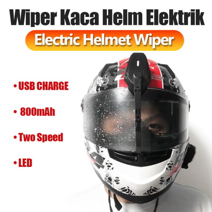 Helmet Wiper Kaca Helm Elektrik Anti Air Hujan 800mAh Led / 1 Set Wiper Elektrik Universal Untuk Helm Motor / helm sepeda motor wiper ringan dan wiper elektrik wiper helmet listrik tahan lama kompatibel dengan sebagian besar pelindung matahari / Helm