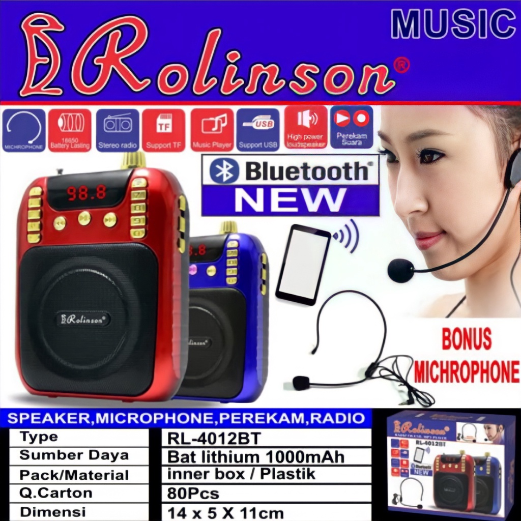 Berkah Oldshop 88 - Speaker Pinggang MP3 + Radio + Mic Rolinson RL- 4012