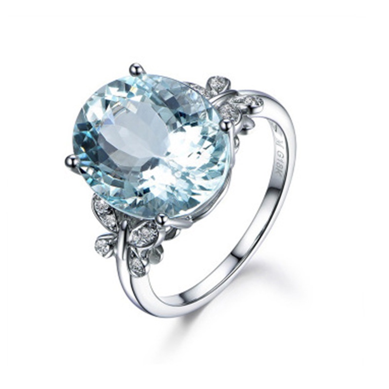 Cincin Desain Kupu-Kupu Topaz Aquamarine Bahan Stainless Steel Dengan Zircons