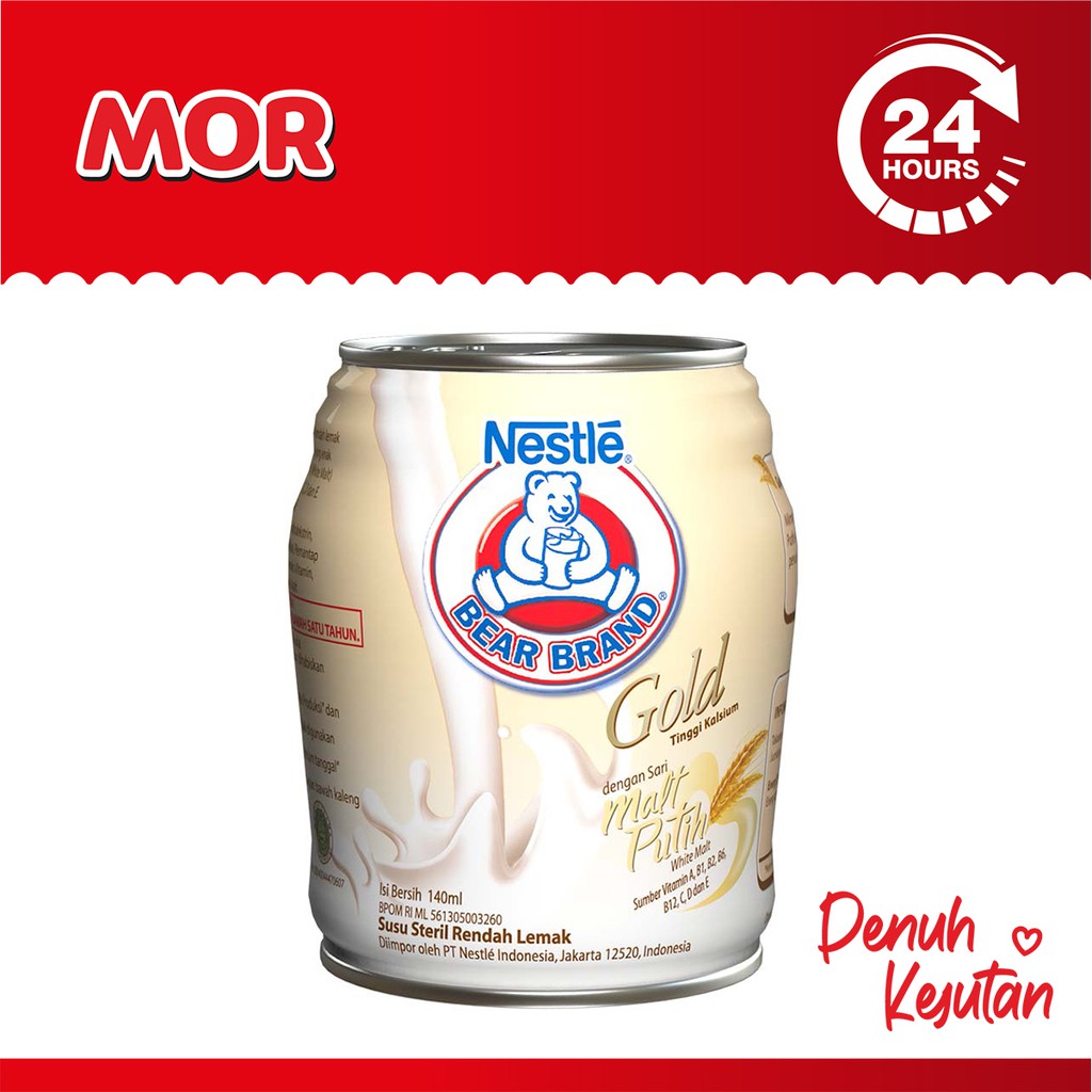 

BEAR BRAND Nestle Gold Malt Susu Beruang Steril Rendah Lemak Klg 140ml