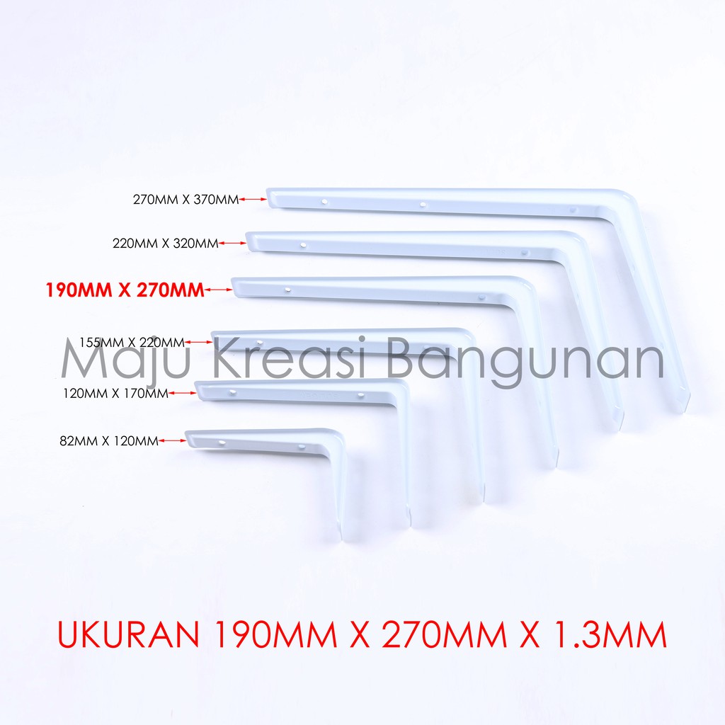 Siku Rak L Tebal SOLIGEN 190mm x 270mm Shelf Bracket Ambalan Meja Besi Putih 190 270 mm