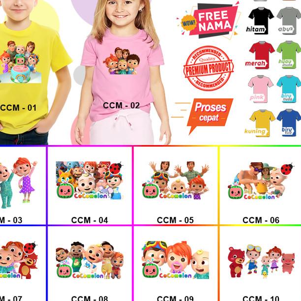 ♝ Kaos / Baju ANAK COCOMELON COCO MELON BANYAK MOTIF (FREE NAMA) - Kaos Putih, Size 0 (6-12bln ♞