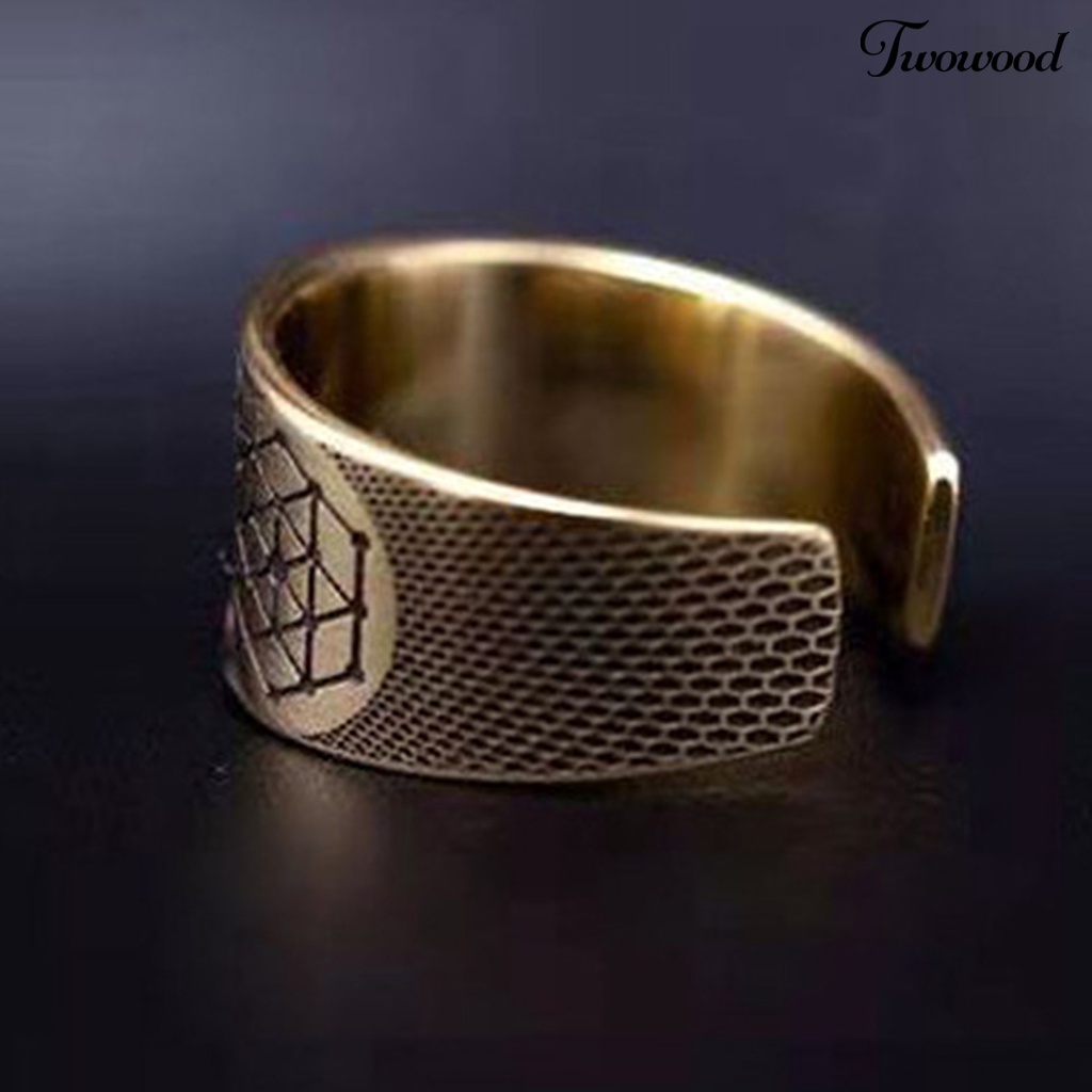 Twowood Hexagram Pattern Vintage Unisex Ring Alloy Adjustable Opening Punk Finger Ring Jewelry Accessory