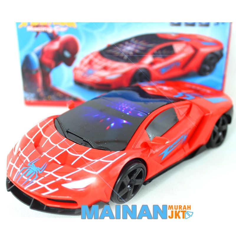 MAINANKEI MAINAN ANAK MURAH MOBIL SPIDER-MAN RACING CAR JY653 MAINAN ANAK MOBIL - MOBILAN SPIDER-MAN 3D LIGHT