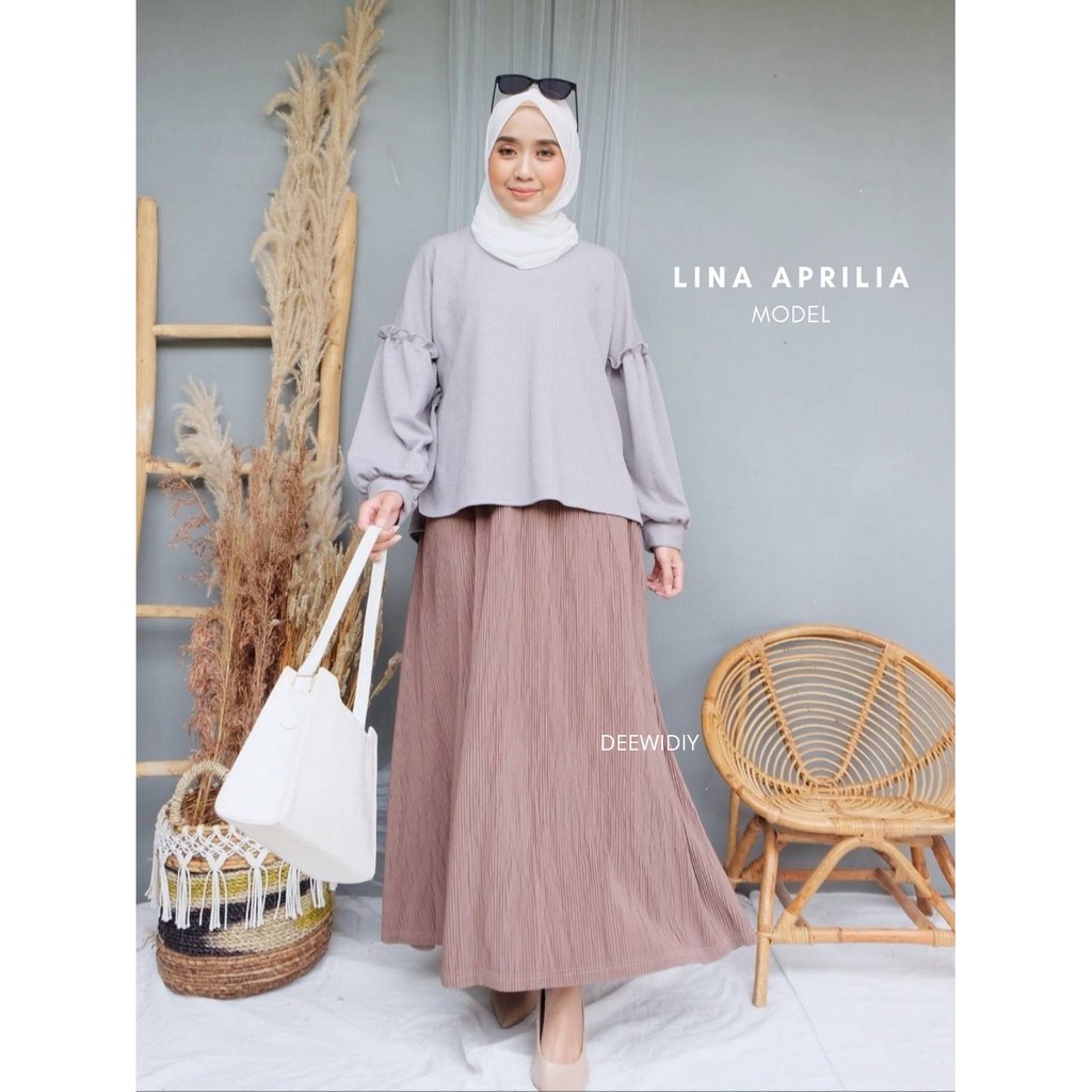 ROK KERJA WANITA / ROK A-LINE PLISKET LIDI / BISA UNTUK FORMAL CASUAL / NESA PLEATS SKIRT DEEWIDIY-8