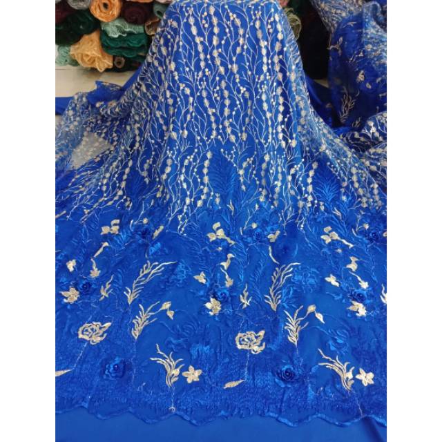 Bahan Kain Tile Akar Bordir 3D